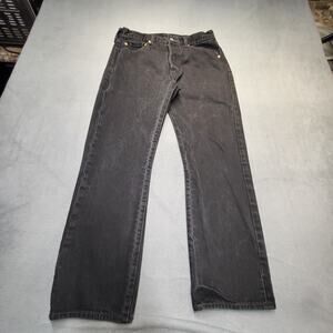 Levis 501 Jeans Mens 30x27 Black Denim Straight Leg Distressed Button Fly